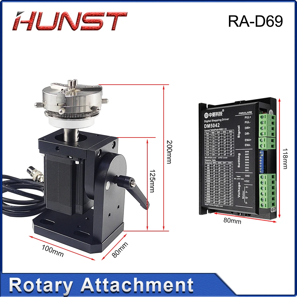 Imagem -03 - Hunst Máquina de Marcação a Laser Mandril Eixo Rotativo para Anel Pulseira Jóias Gravura Auto Bloqueio Rotary Anexo D69 D60