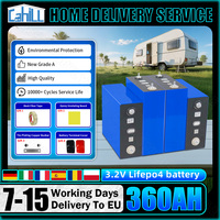 360Ah 3.2V Lifepo4 Battery 10000+ Cycles Lithium iron phosphate Rechargeable Cell For DIY 12V 24V RV Camping Solar Cell Grade A