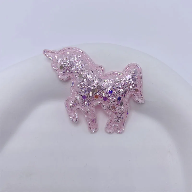 40 Stück 4CM Glitzernde Einhorn-Applikationen zum Aufnähen, DIY Handgemachte Haarspangen & Stoff-Dekorationszubehör – Detail 4