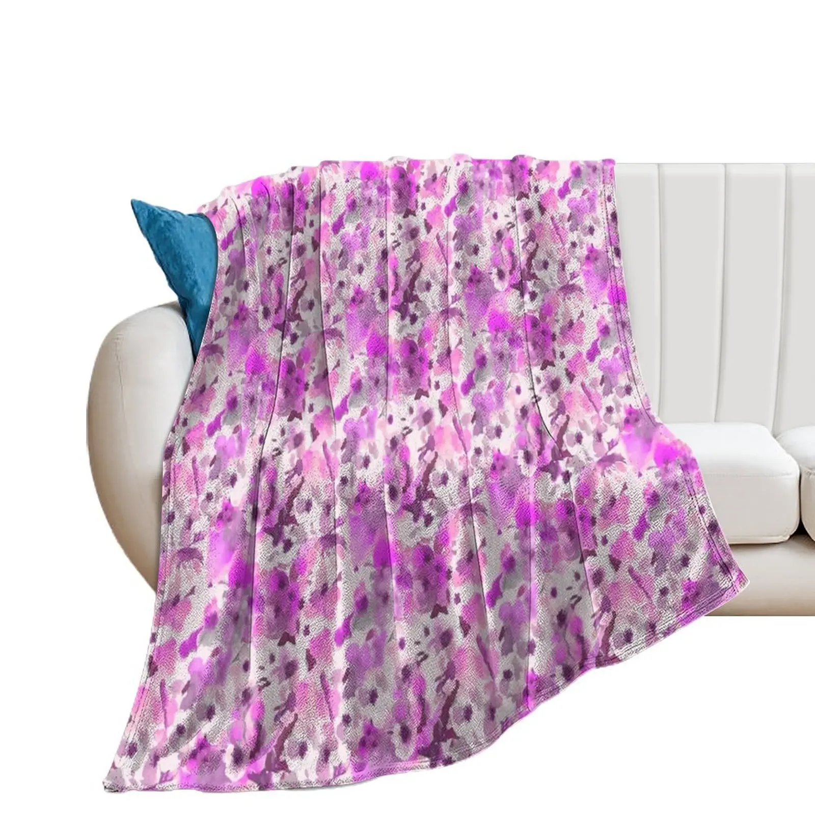 Wild Roses in Pink Throw Blanket Quilt anime Thin Blankets