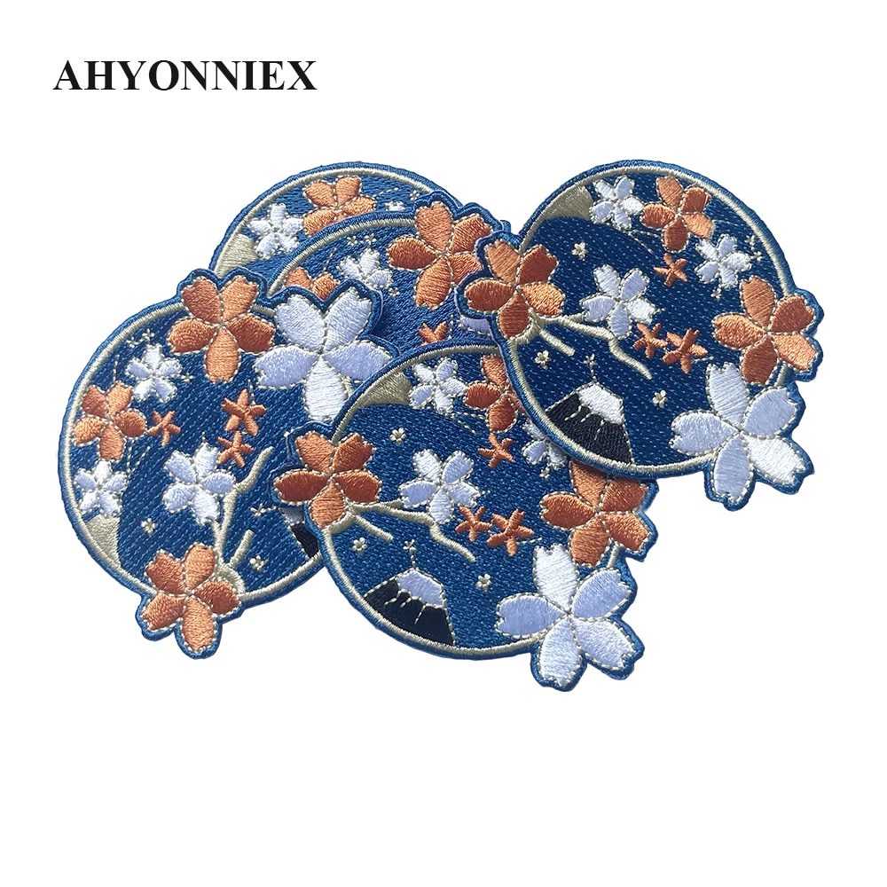 Cherry blossom patch for clothes and bag decoration, cartoon sticker for clothes, DIY, 6x8cm, 1 piece