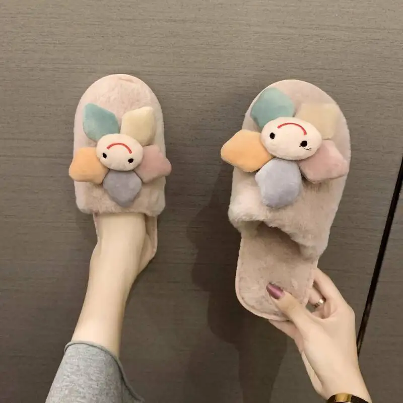 

Women's Home Slippers 2025 Autumn Winter Japanese Floral Cotton Slippers Indoor Household Soft Sole Plush Versatile Non Slip