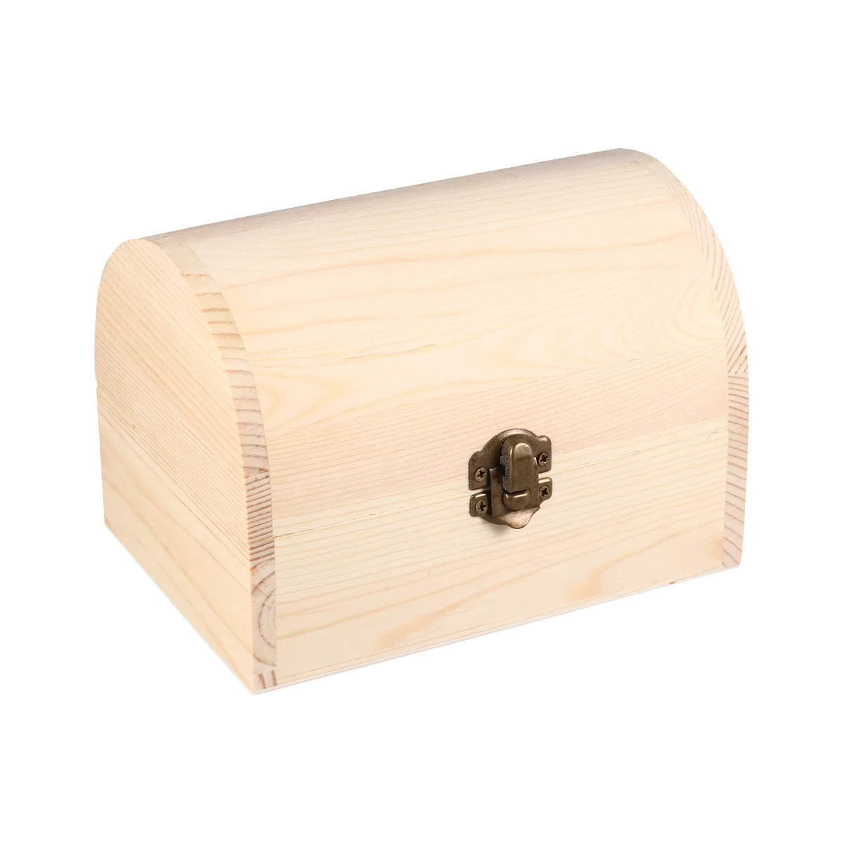 

16X12.2Cm Solid Color Thickened Wooden Case Unfinished Diy Craft Box Arched Lock Design For Jewelry Storage Small Items