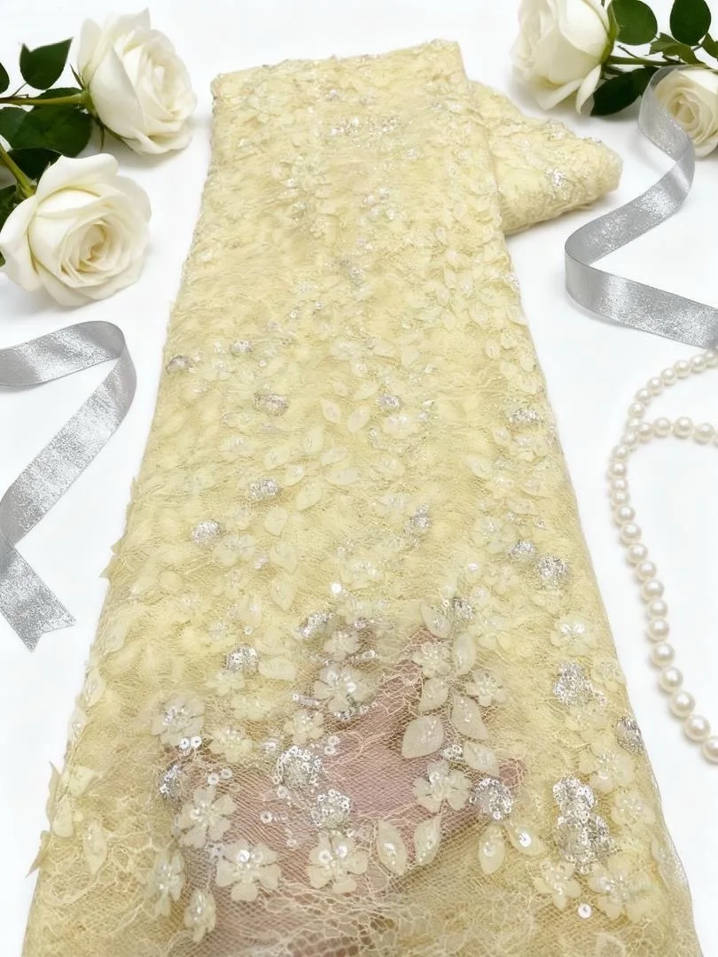 

Luxury Embroidery French Sequins Lace 2025 High Quality Nigerian African Groom Lace Fabric for Wedding Party Women Dress Sewing