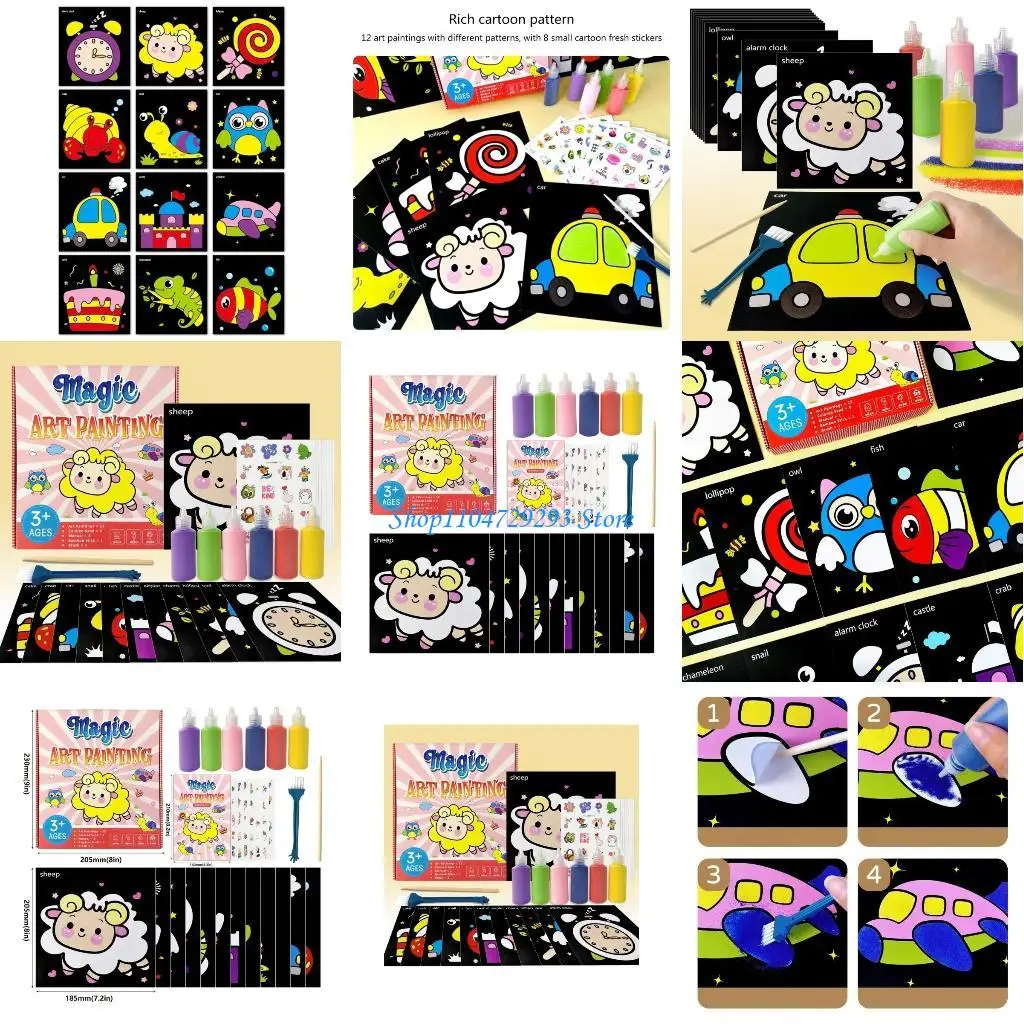 

Y2GD 28Pcs Sand Painting Set for Kid with 12 Sand Paintings 6 Bottles of Sand