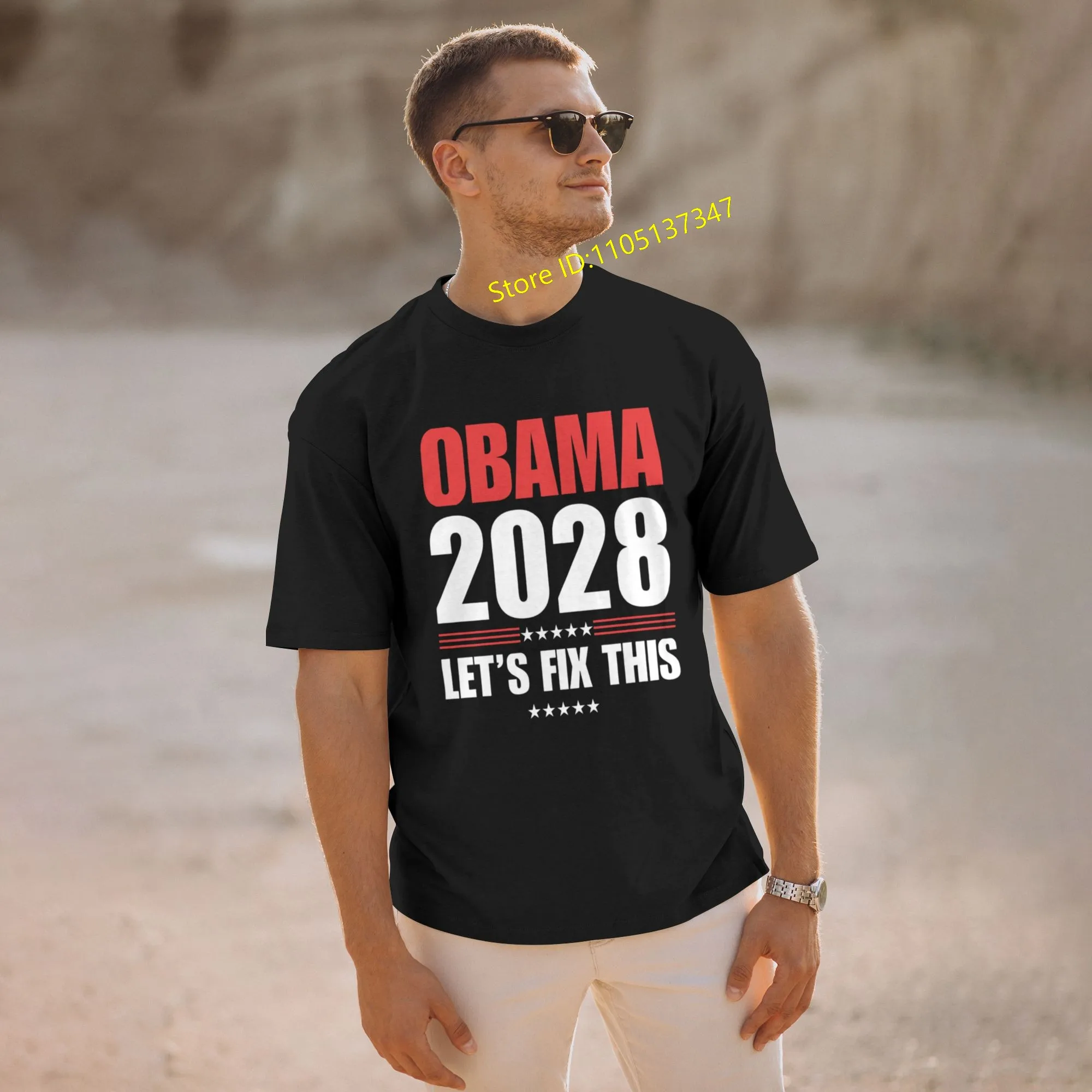 

Obama 2028 - Let's Fix This men's 100% cotton casual comfortable round neck short-sleeved T-shirt