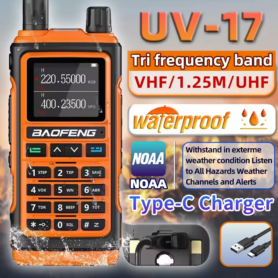BAOFENG UV-17Pro Max Dual Band VHF/UHF Walkie Talkie with One-key Frequency Matching NOAA Weather Channels for Hiking Camping