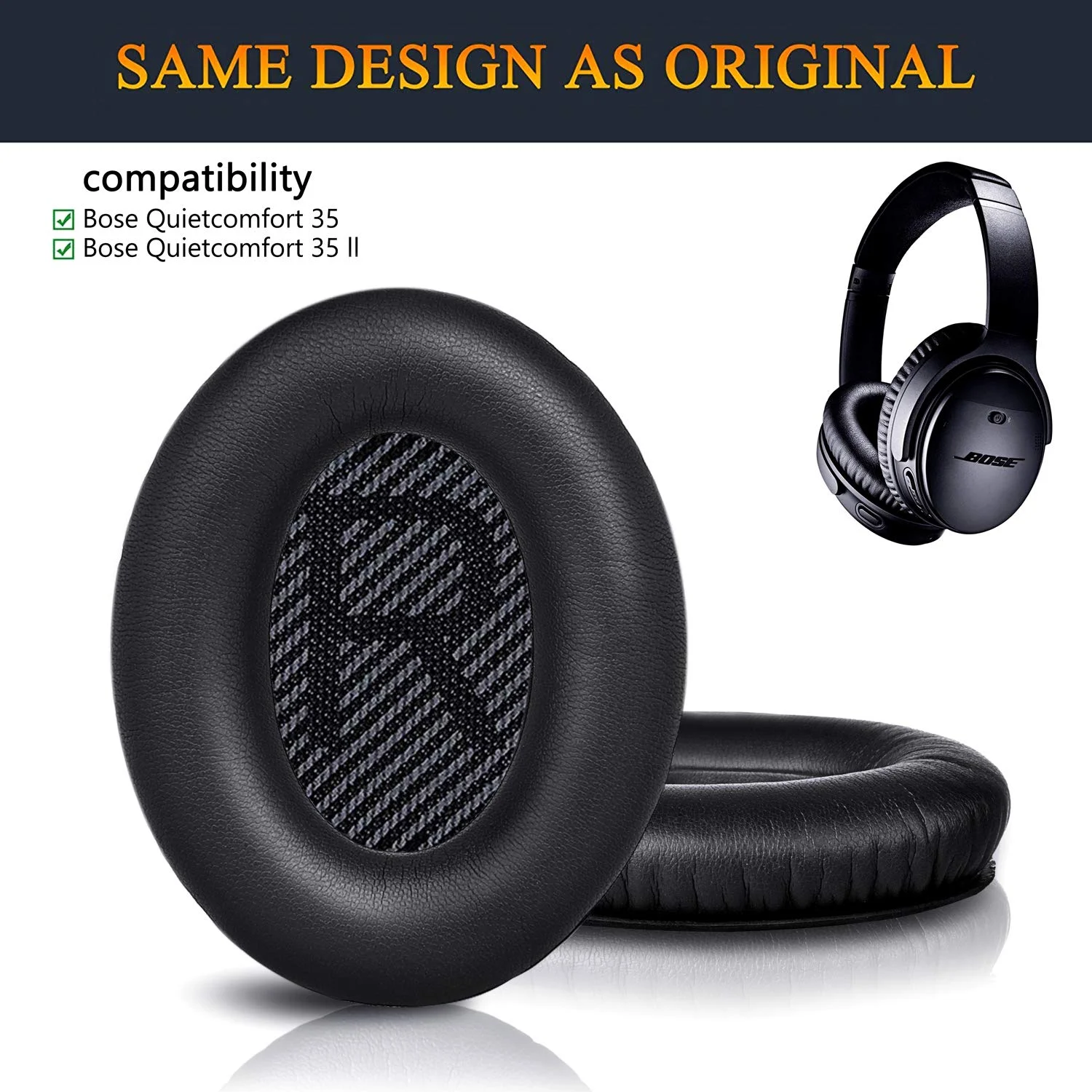 استبدال وسادات الأذن ل Bose QuietComfort ، منصات الأذن ، وسائد ، يفشل ، غطاء عقال ، 35 QC35 I II سماعات