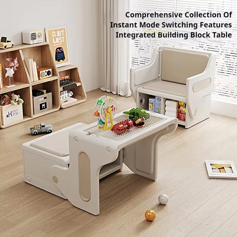 Primary Blocks Model Building Toys Kids 2-In-1 Plastic Building Blocks-Compatible Kids Table and Chair Set
