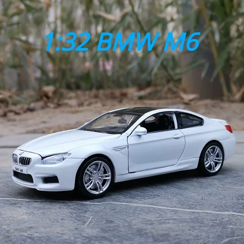 1:32 Simulatie Bmw M6 Gelegeerd Auto Metalen Deur Coupe Model Geluid En Licht Terugtrekken Speelgoedauto Modelcollectie Decoratie Jongen Cadeau