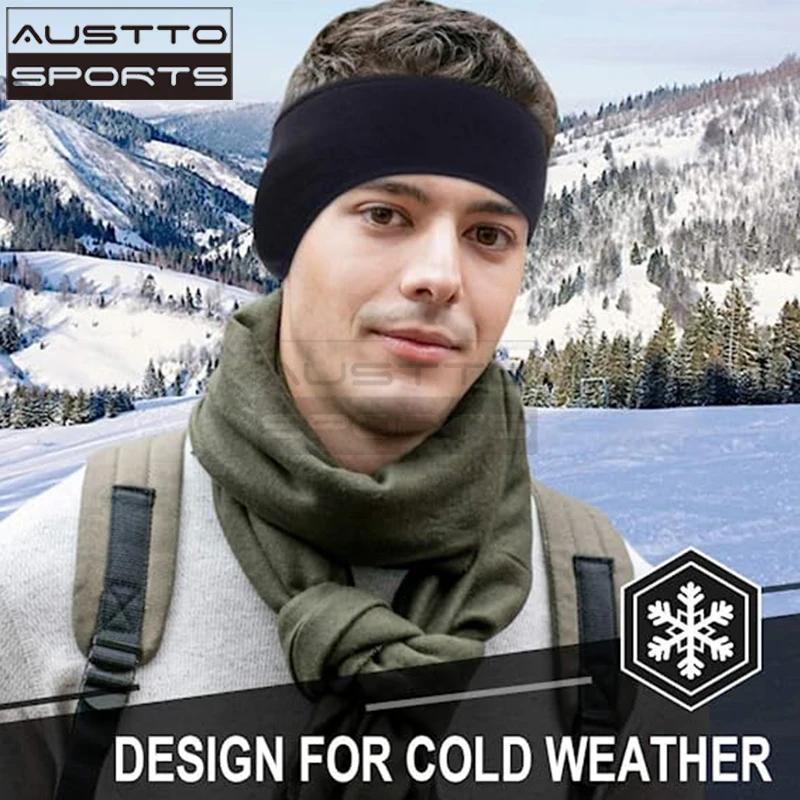 Austto Winter Fleece Ear Muffs Warmers Headband Therma Ear Band for Men & Women for Running Skiing Workout Sports