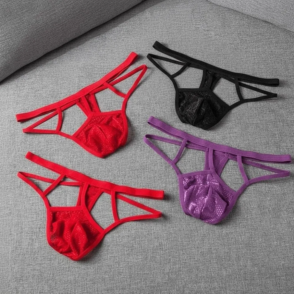 Soft Comfortable Low Waist Men Mesh Thongs Underpants Thin Strap Men's Transparent Panties T-back Underwear Male Briefs Sports