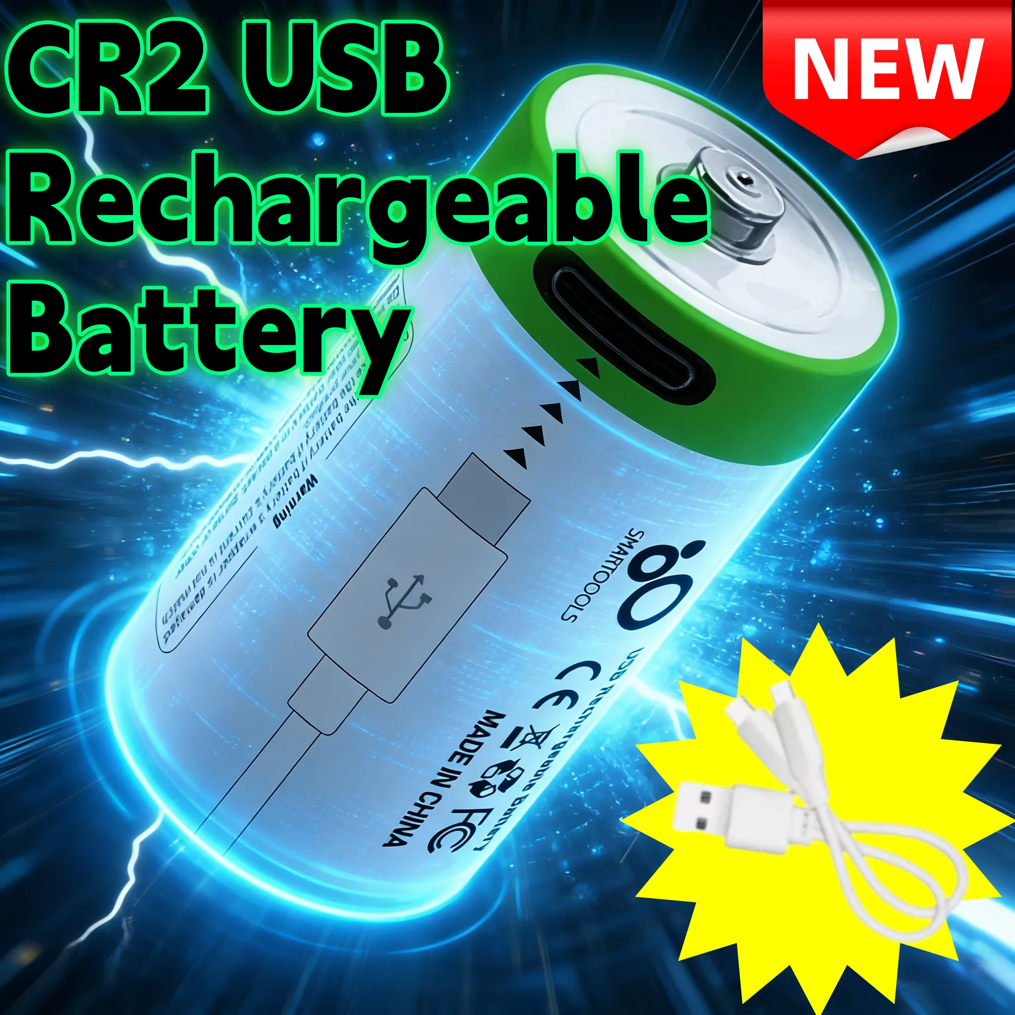 3.7V CR2 Usb Rechargeable Battery Camera Range Finder Disc Brake Lock Sp-1 Printer Wait  Lithium Battery Pilas