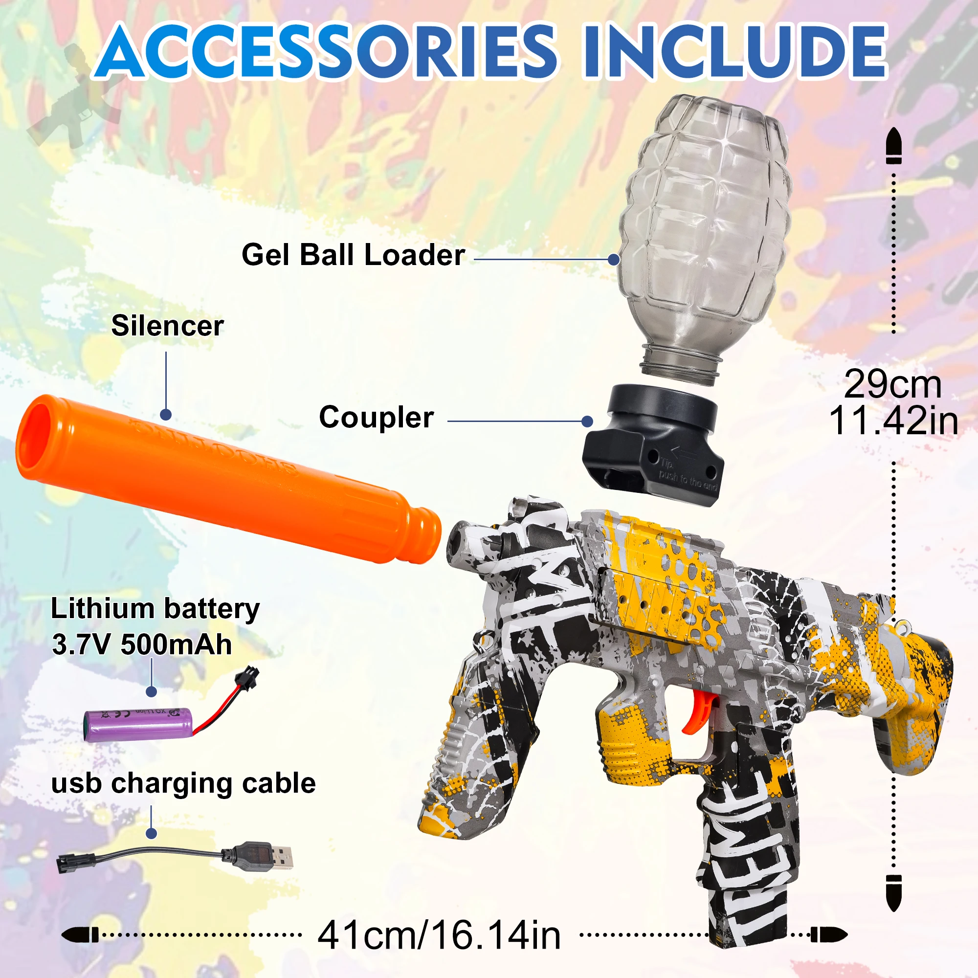 Electric Gel Ball Blaster, High-Speed Automatic Gel Ball Launcher – ideal for outdoor activities, shooting games