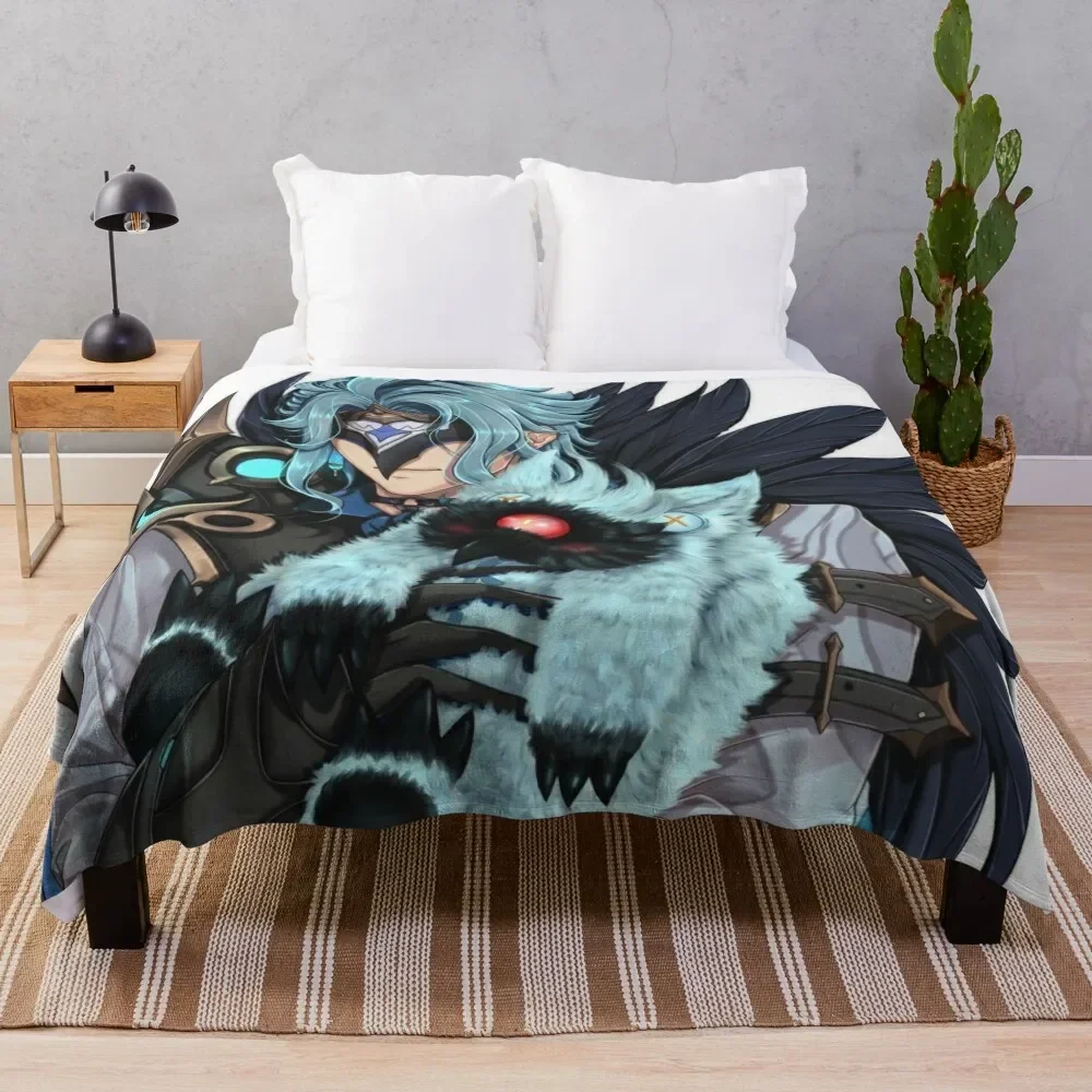 

il dottore (genshin impact) - mask version Throw Blanket Flannel Fabric For Decorative Sofa Summer For Sofa Thin Blankets