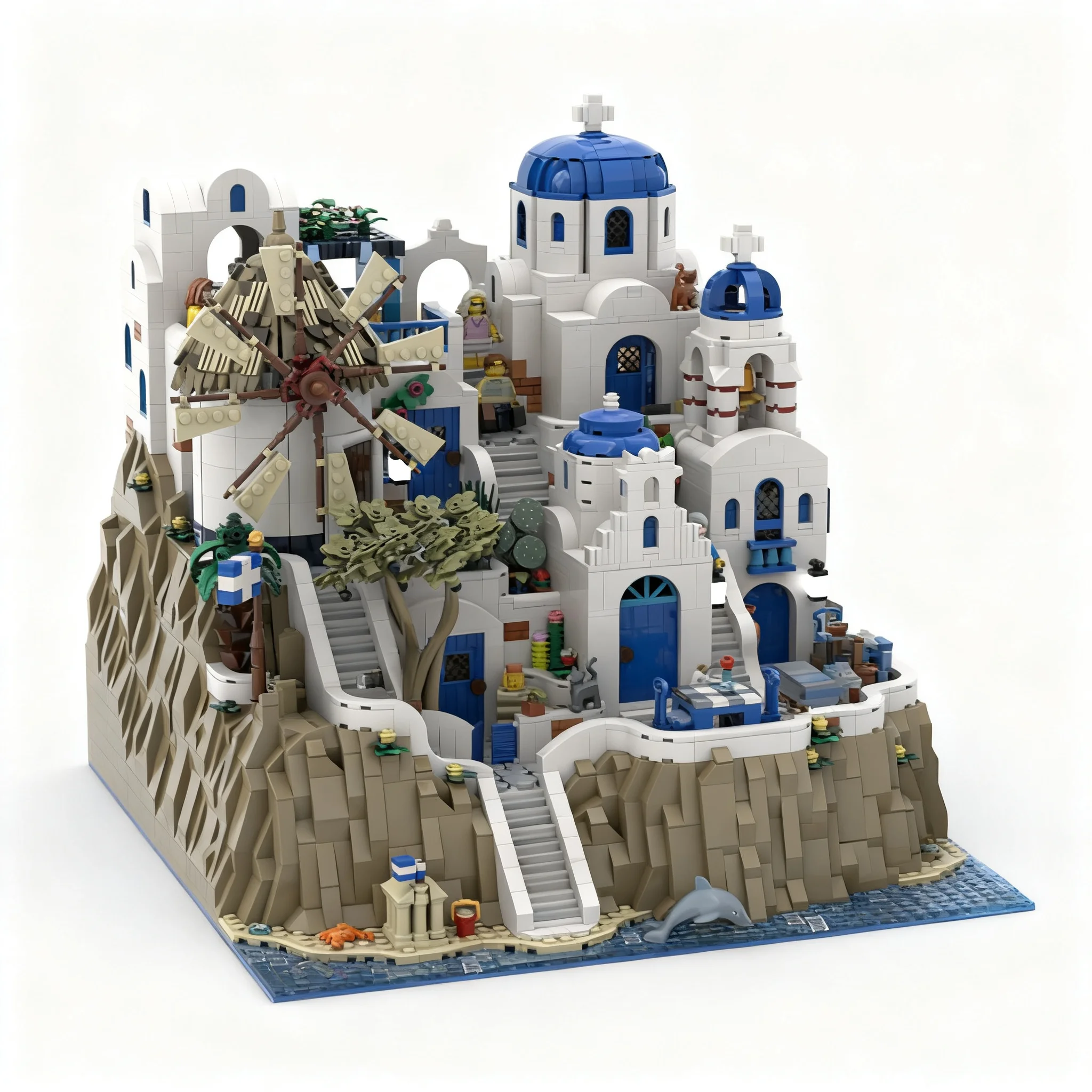 6696pcs MOC Icons Greek Island Vacation Model Building Blocks Architecture Education Brick Idea DIY Assemble Christmas Gift Toys