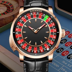 HAEMMER Light Luxury Men's Mechanical Watch NH35 Watch Men's Push Button Roulette Rotating Sapphire Glass Watch Waterproof