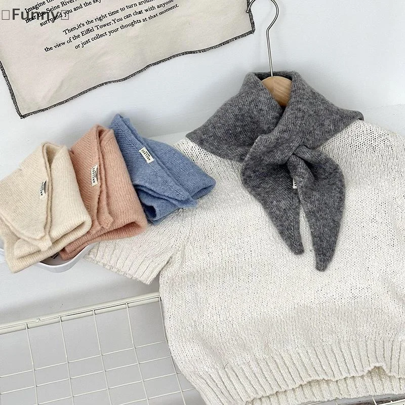 〔Funny〕Wool Knitted Knitted Scarf Multi-functional Warm Triangular Scarf Headscarf Winter Warm Knitting Neckerchief Hair Wrap