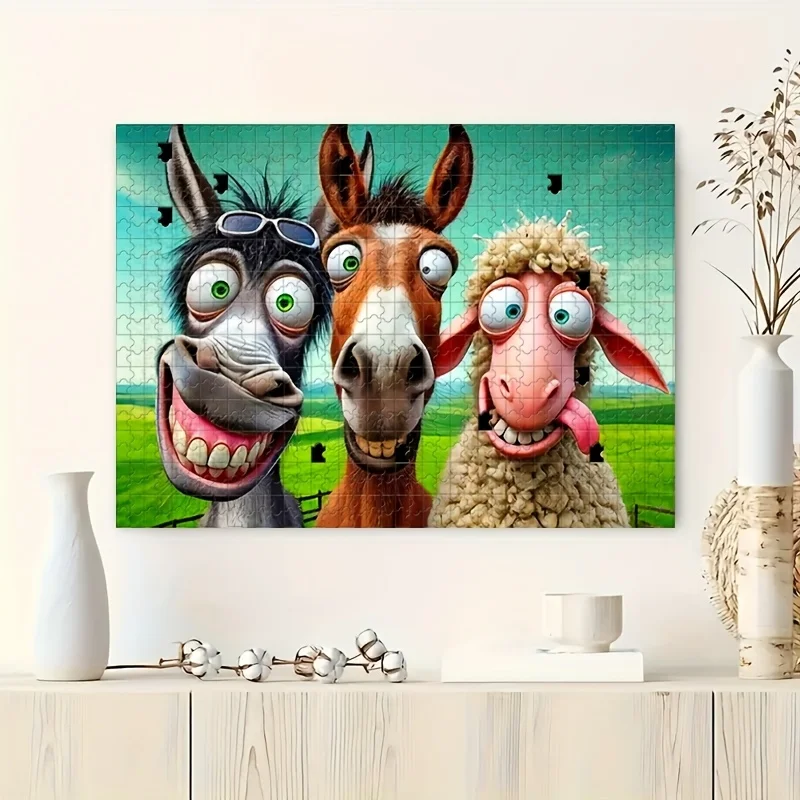 1000pcs Puzzle Game with Funny Donkey Characters - Challenge for Adults & Families, Christmas/Halloween Party Activity, Educat - view 2
