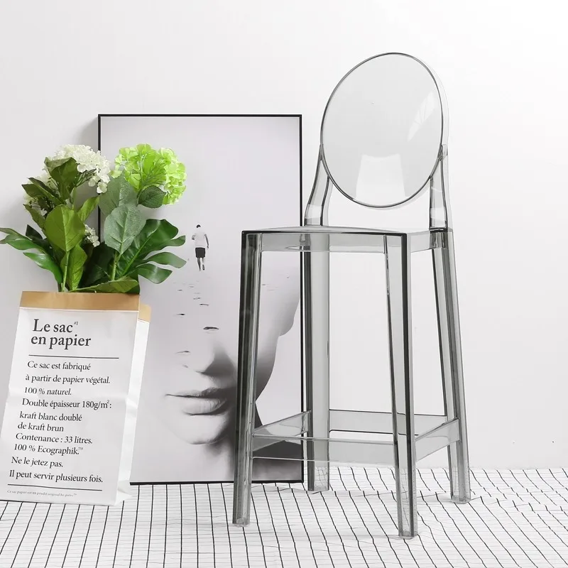

Simple fashion style smoke gray bar chair ghost bar stool acrylic creative high chair