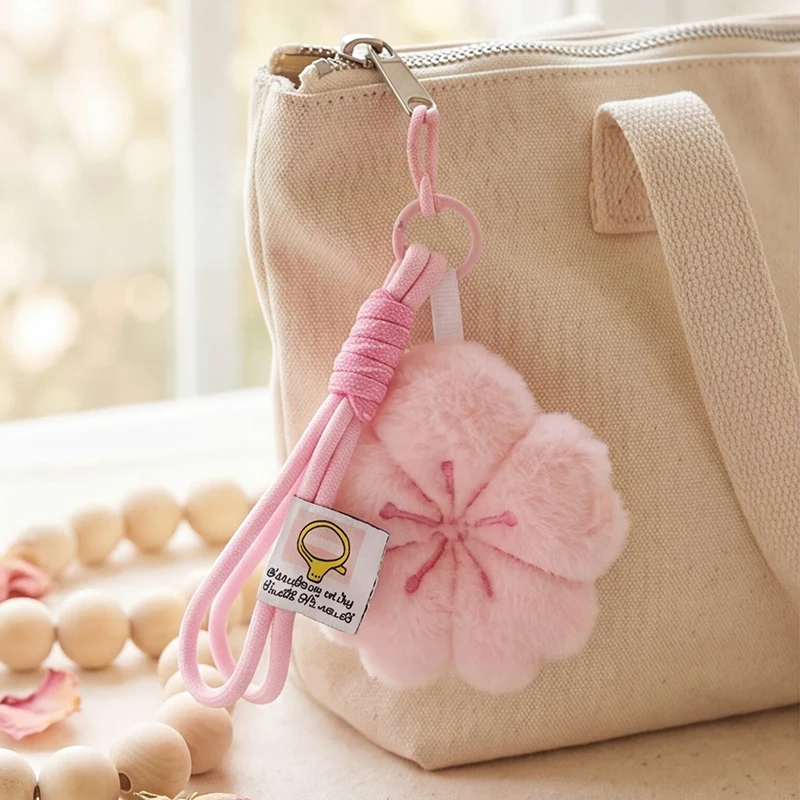 9cm Beautiful Cherry Blossom Plush Pendant Keychain Sakura Healing Plush Doll Girl Gift for Girlfriend Bag Decoration Gift
