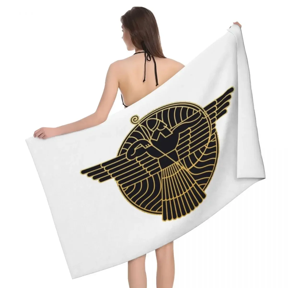 The Assyrian King Beach Towel Quick Drying Aram Suryoyo Flag Soft Linen Microfiber Bath Sauna Towels