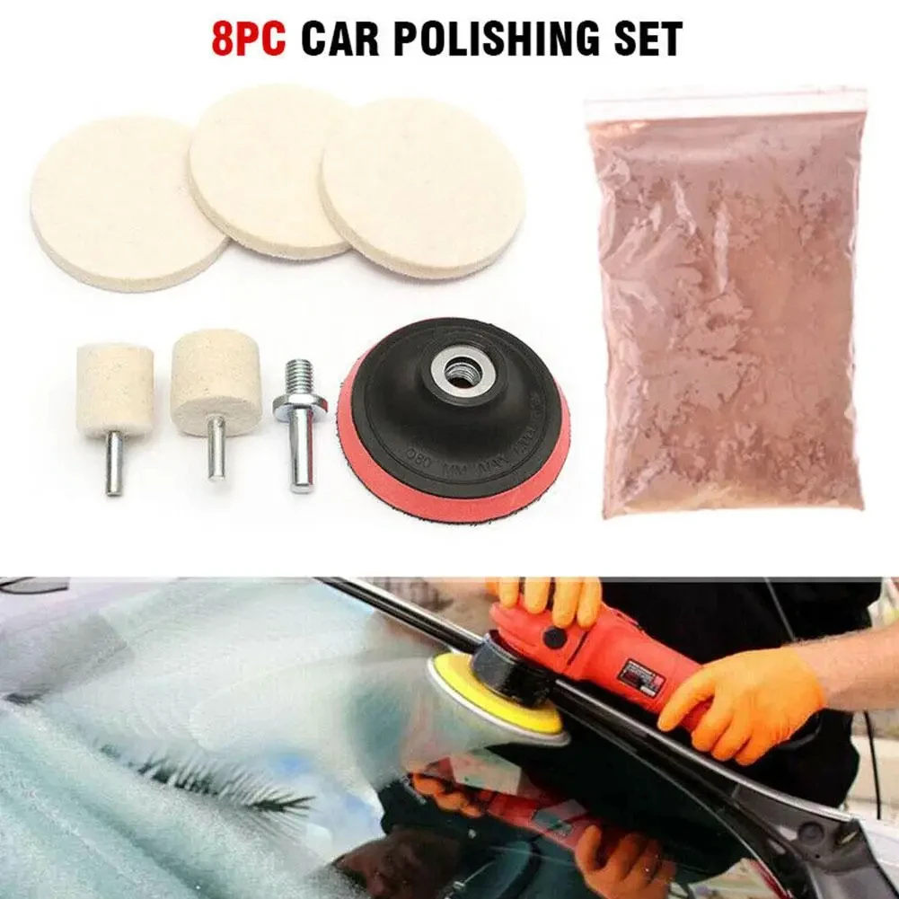 8Pcs/Set 4 OZ Cerium Oxide Powder Watch Glass Screen Windows Polishing Kit Cleaning Scratch Removal Polishing Backing Pad image 3