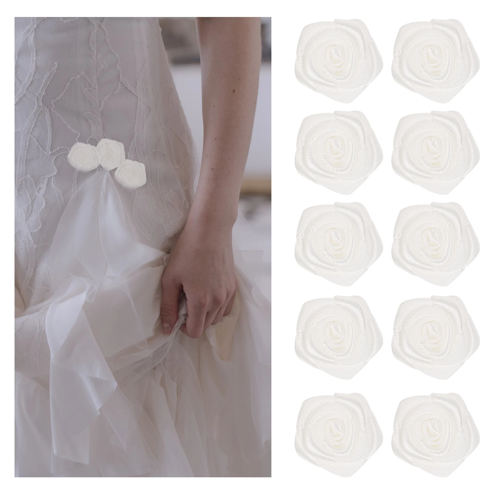 

100Pcs Manual Roses Cloth Decor DIY Floral Patches for Jeans Sewing Craft Projects Rose Embroidery Accessories