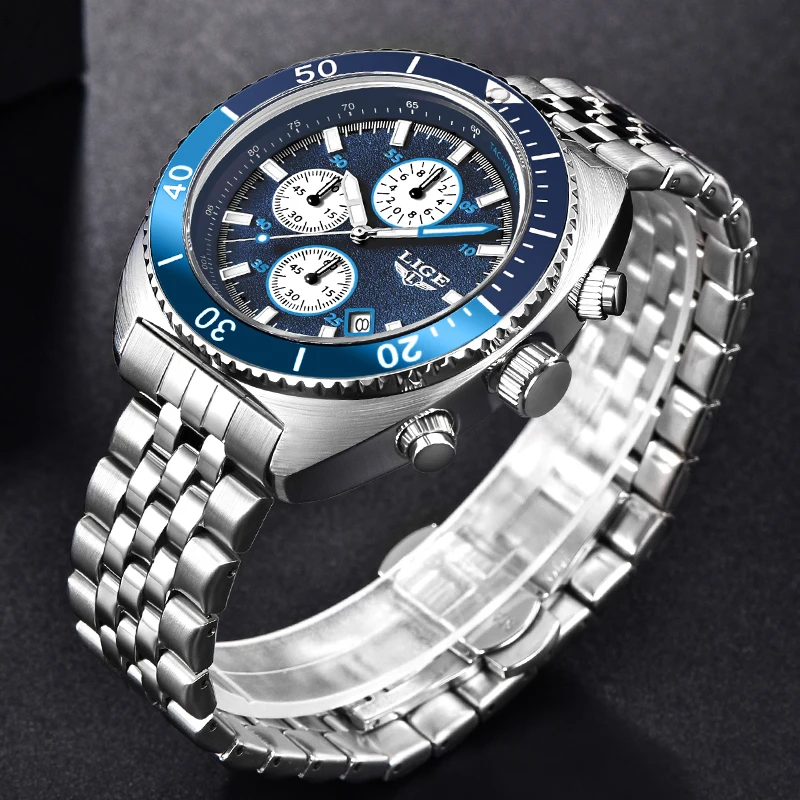 LIGE 2024 Top Brand Luxury New Men Watch Quartz Man Watches Waterproof Luminous Watch for Men Date Chronograph Sport Wristwatch