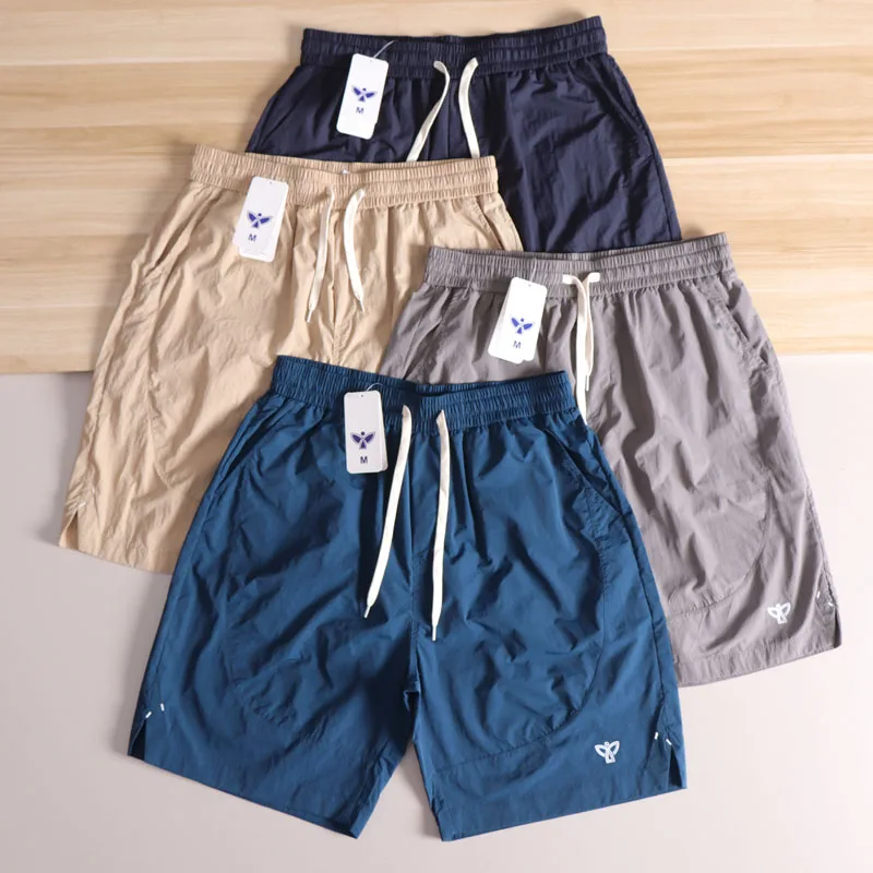 

Qui Dry Dstring orts Outdoor Casual Trendy Brand Embroidery Beach Pants Summer Loose Men's Straight Leg Five-Quarter L...