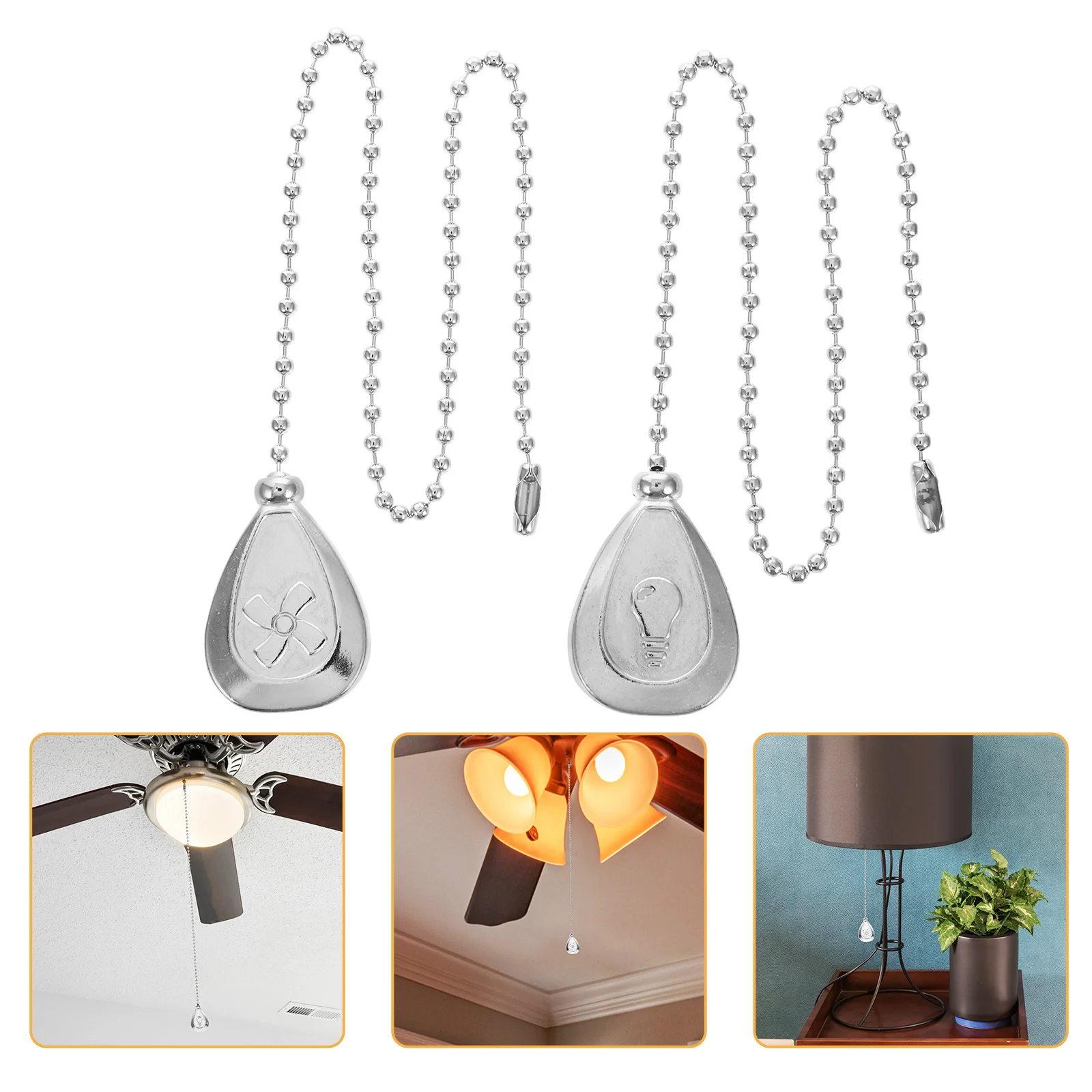 

2pcs Ceiling Fan Pull Chain Extender Pendant Light Fixture Decorative Fan Chain For Lamp Ventilation Control Beaded Ball Pull