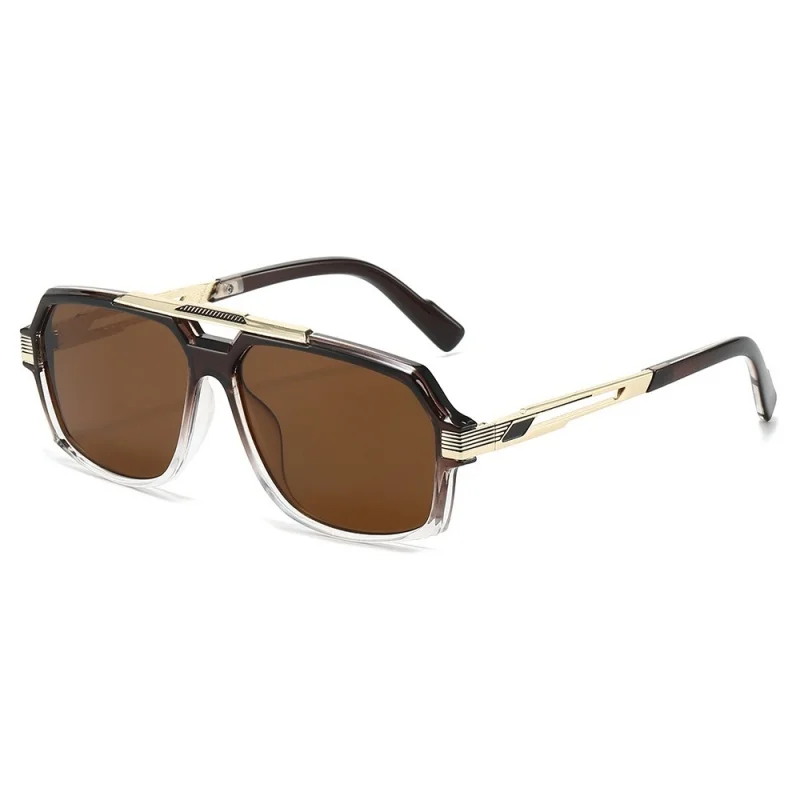 1 Pair of Men's T Transparent Frame Gray European and American Fashion Double Beam Cut Edge Metal Classic Pilot Sunglasses image 4