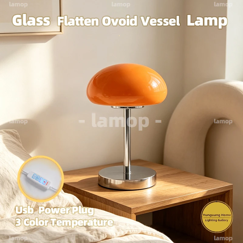 Hand Blown Murano Oval Capsule Desk Lamp Macaron Off White Tone Gentle Ambient Light Teen Dorm Dresser Vanity Table Lamp