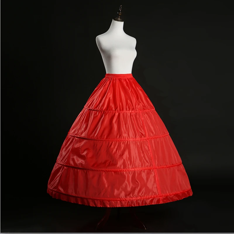 High Quality Red 4 Hoops A-Line Petticoat Crinoline Slip Underskirt For Ball Gown Wedding Dress In Stock