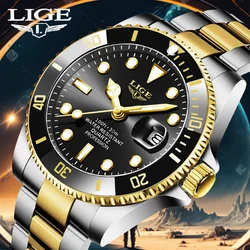 LIGE Luxury Man Watch Business Waterproof Male Clock Fashion Luminous Calendar Stainless Steel Quartz Men Watches Reloj Hombre