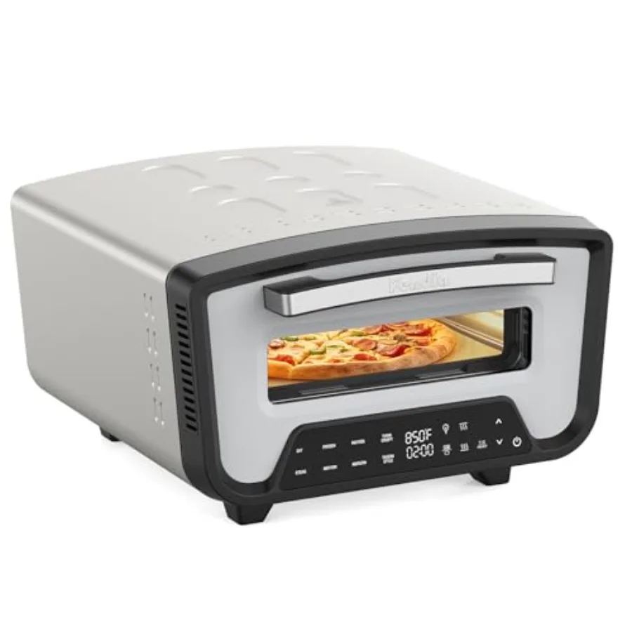 

Outdoor pizza oven for home patio garden camping: 12-inch electric 850 max ceramic stone wooden peel included fast 2-minute piz