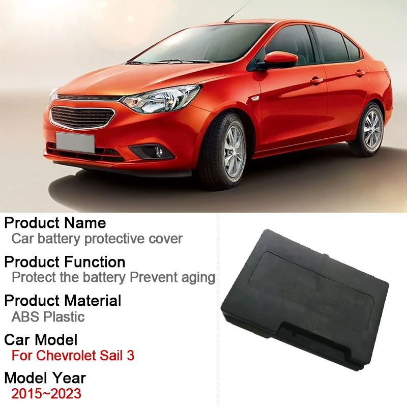 Car Battery Covers For Chevrolet Sail 3 MK3 Aveo 2015 2016 2017 2018 2019 2020~2023 Dust Flame Retardant Engine Mats Accessories