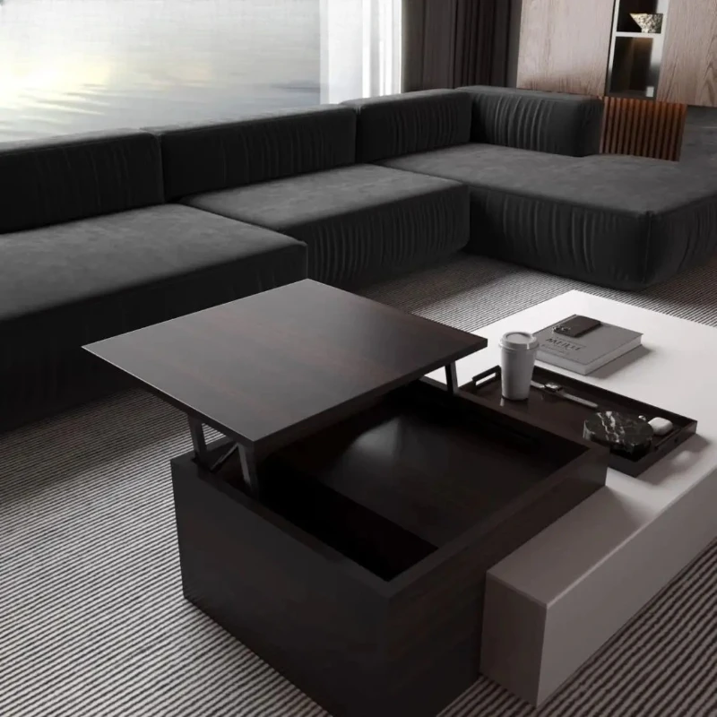 B Modern simple living room multi-functional lifting rock slab coffee table storage coffee table simple and minimalist