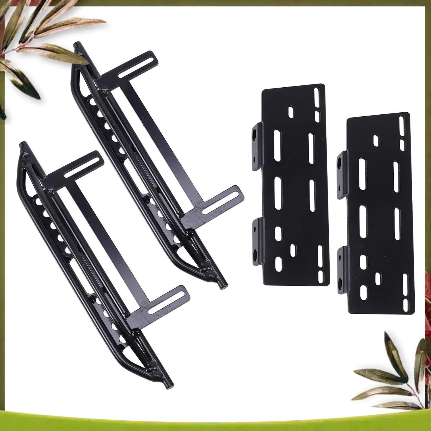 ABOU-Metal Side Step Side Pedal Foot-Plate Sliders For 1/10 RC Crawler Axial SCX10 SCX10 II 90046 Jeep Wrangler Shell