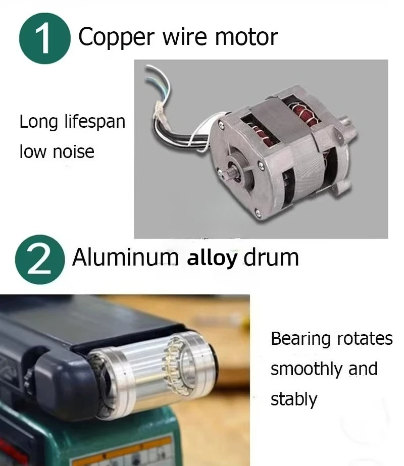 Lijadora de madera de sobremesa pequeña, lijadora de banda, pulidora abrasiva eléctrica de grado Industrial, adecuada para lijado de madera y Metal