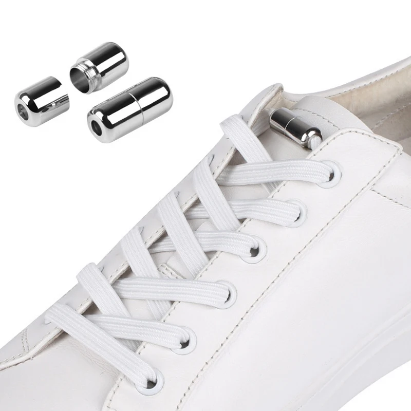 Elastic Lazy Laces para crianças e adultos, tênis cadarço, Metal Lock, todos os sapatos