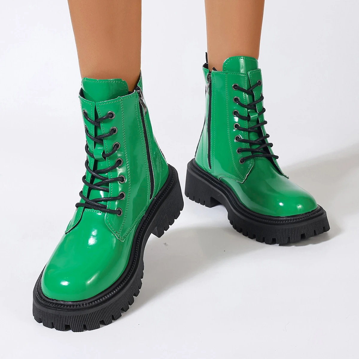 Modische neue, bequeme, verschleißfeste Damenstiefel mit dicken Sohlen, sexy und elegant im Winter, einfarbig, lässige kurze Stiefel – Detail 6