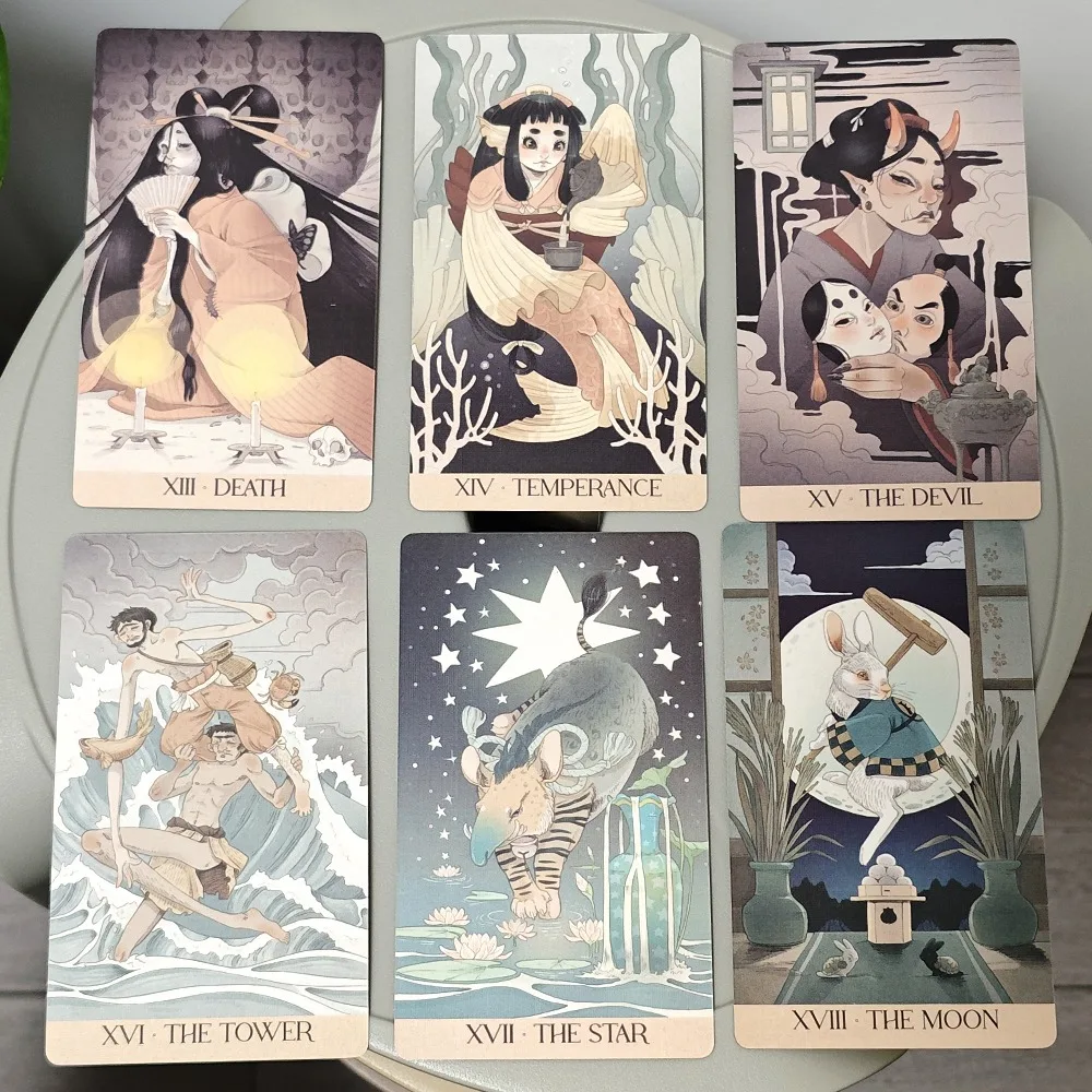Yokai Tarot Cards 78Pcs Japanese Folklore Yokai Tarot Deck Divination Oracle Cards Without Guide Book Fortune Telling Tarot view 3