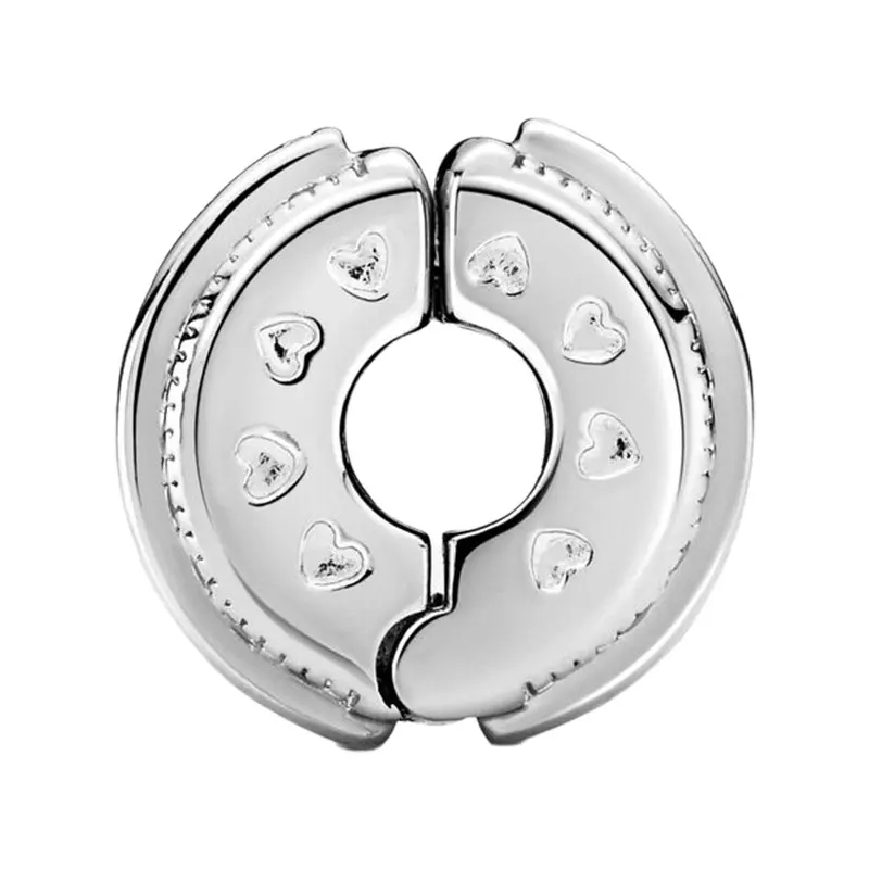 Pave Setting Clear Zircon Stones Lines LOGO Clip Charm Beads For Women 925 Sterling Silver Original Jewelry Making DIY Bracelets