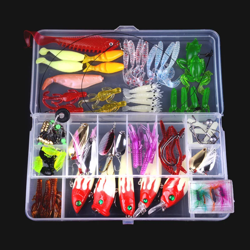 100PCS Luya Bait Set Fake Lure Bionic Bait Full Swimming Layer Road Lure Sequin Luminous Hard Fishing Gear Set Fishing Lures