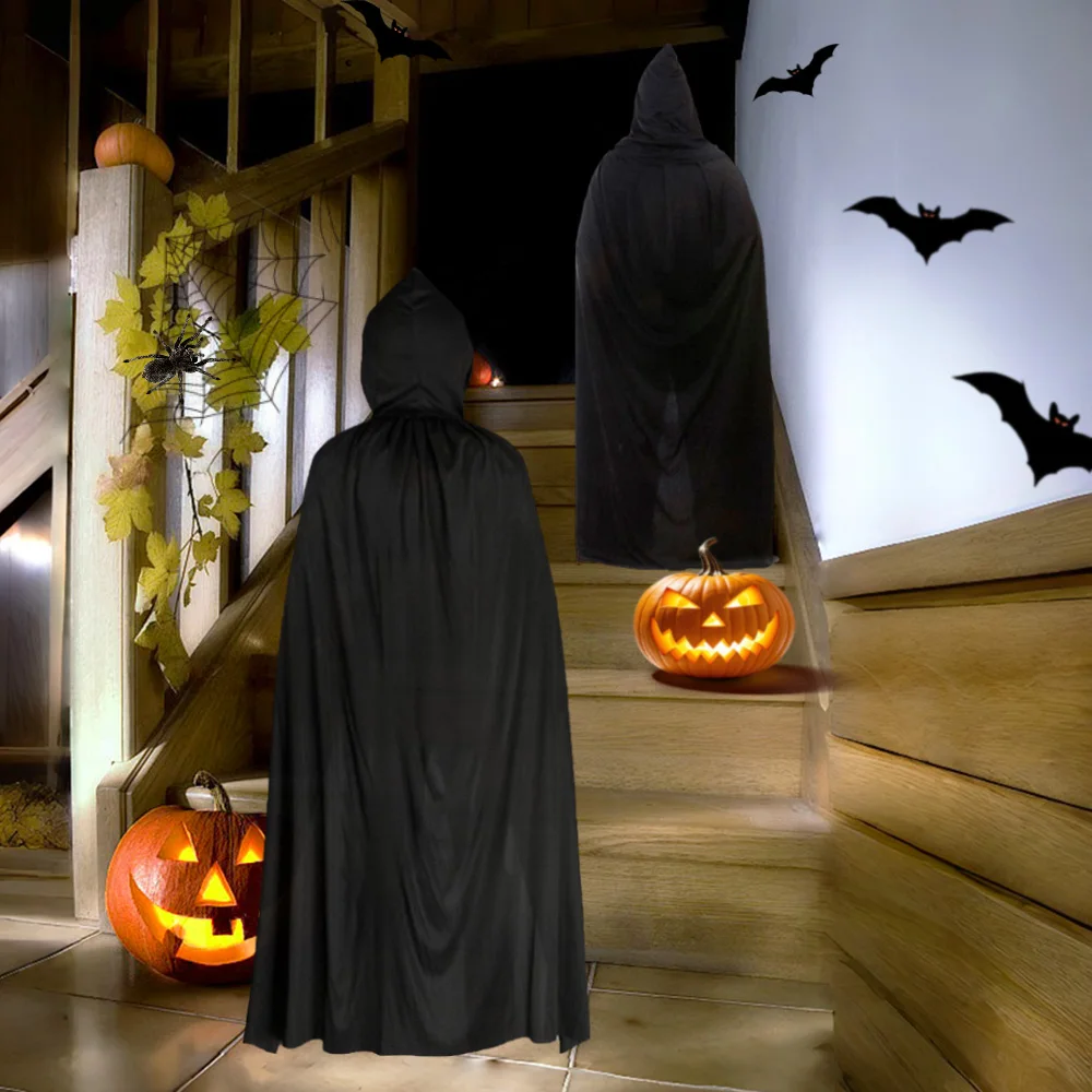 1 Stück/2 Stück Halloween Kapuzenumhang Umhang, Halloween Umhänge mit Kapuze Damen Hexenkostüm Vampir Umhang Zauberer Robe Herren Cosplay Kostüm