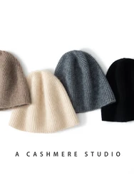 Kapelusz Unisex 100% Cashmere jednokolorowy ciepły miękki HIP HOP dzianiny kapelusze mężczyźni czapki zimowe damskie Skullies czapki dla dziewczyny hurtownie шляпа