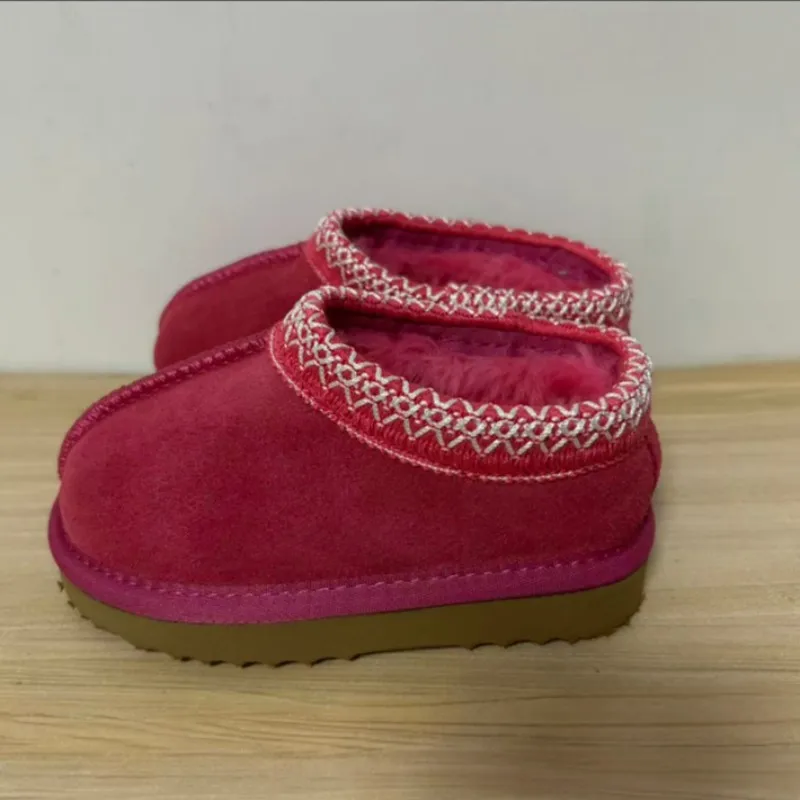 

Winter Kids Genuine Cow Leather Snow Boots New Design Toddler Fur Slippers Classic Ultra Mini Girls Boy Baby Low-top Warm Shoes