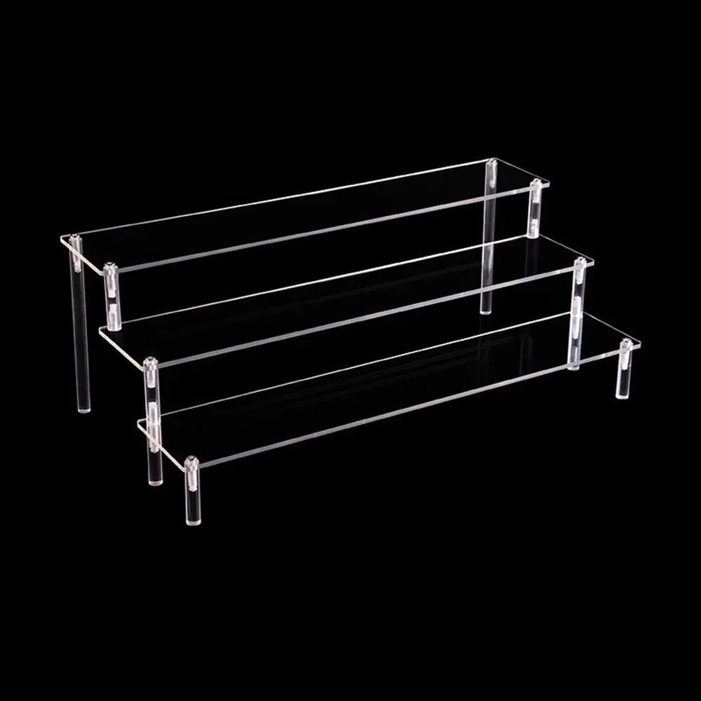 Acrylic Display Stand Pottery Storage Rack Doll Clay Figurine Display Stand Transparent Ladder Makeup Organization Shelf 、