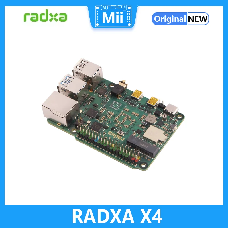 Radxa X4 com Intel N100, saída 4K dupla, 2.5Gbps, Ethernet PCIe, tecla 3.0 M.2 M, alto desempenho, SBC